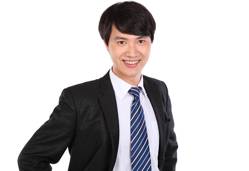White background PortraitWhite background PortraitFrontal view of young Asian business man on white background