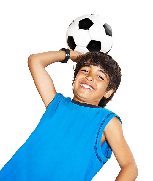 istock Cute boy playing football 147461644