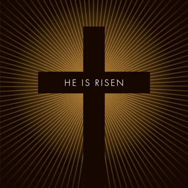Vector illustration of Easter banner with cross and inscription.