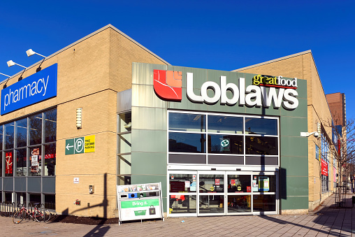 Ottawa, Canada - December 29, 2020: Loblaws on Rideau Street. Loblaws is a grocery supermarket chain that is a subsidiary of Loblaw Companies Limited, Canada's largest food distributor.