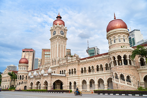 The architecture of Merdeka Square in Kuala Lumpur. Kuala Lumpur, Malaysia - 11.11.2022