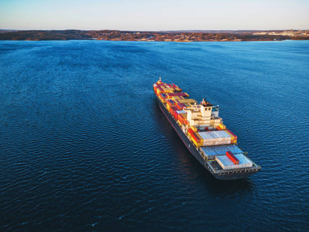 istock Aerial View of Anchored Container Ship 1474622794
