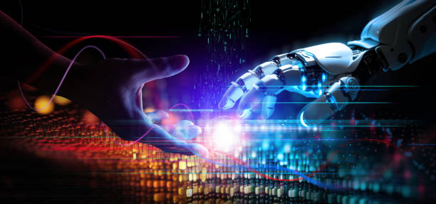 istock Machine learning, AI, Hands of robot and human touching big data of Global network connection, Internet and digital technology, Science and artificial intelligence digital technologies of futuristic 1474626775
