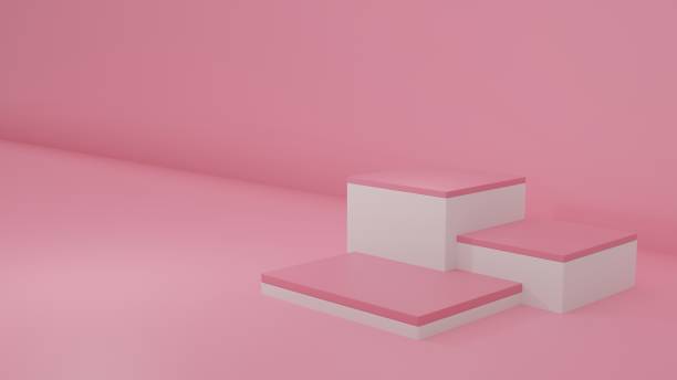 istock white Product Stand in pink room ,Studio Scene For Product ,minimal design,3D rendering 1474626854