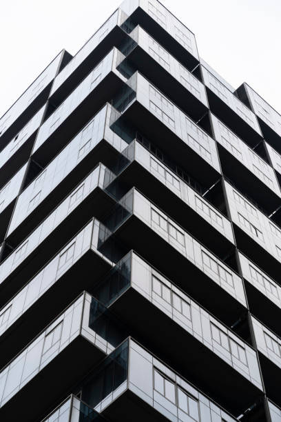 urban unknown office building  exterior with high contrast. stock photo
