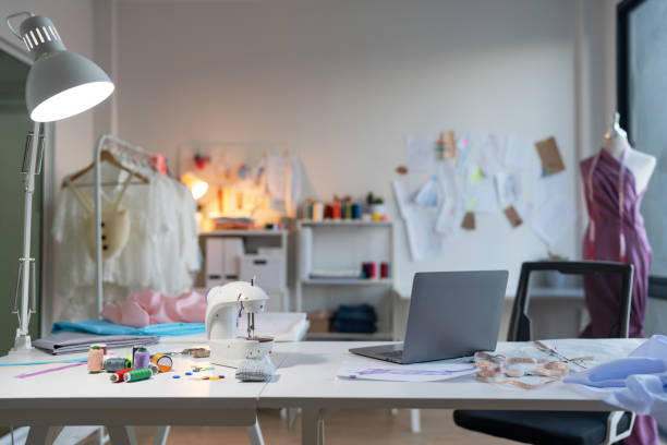 istock Fashion Design Studio, Workplace with sew manikins 1474632113