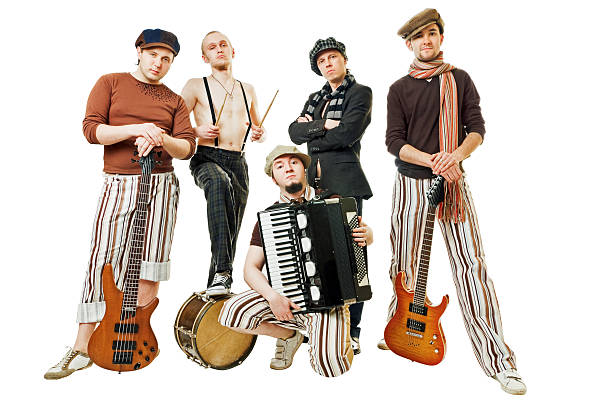 Cool musical band posing stock photo