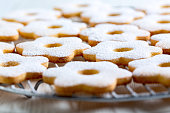 Italian butter cookies close up.