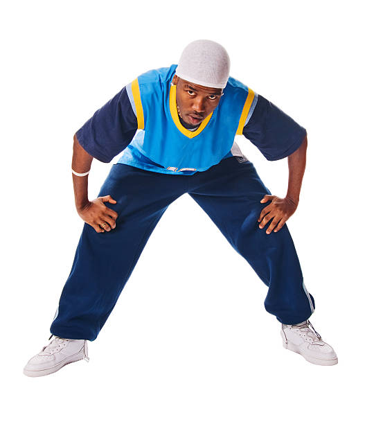 Young hiphop dancer on white stock photo