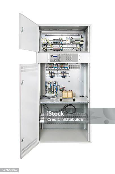 Electrical Enclosure With Open Door Stock Photo - Download Image Now - Electronics Industry, Enclosure, Box - Container