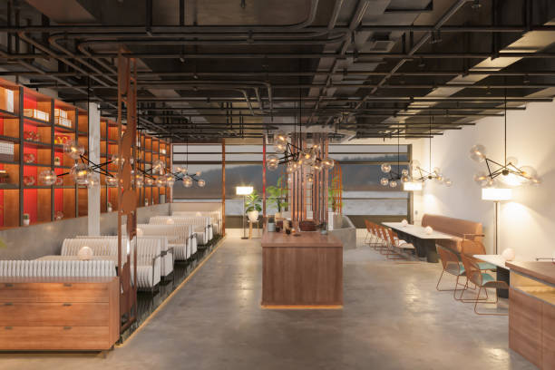 istock Interior Of Modern Cafe With Beautiful View 1474640207