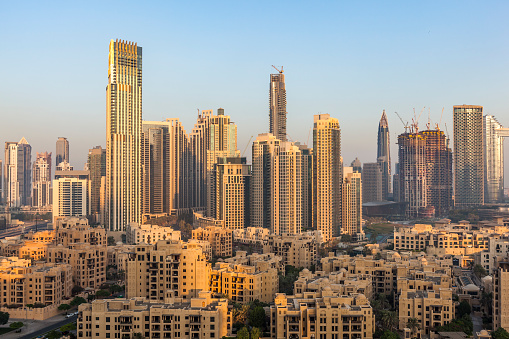 apartment buildings in dubai city, united arab emirates.