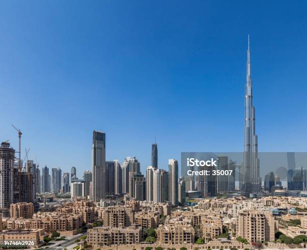 Dubai City Skyline Uae Stock Photo - Download Image Now - Aerial View, Arab Culture, Architecture