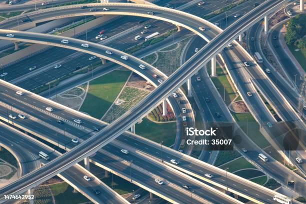Intersection Dubai Uae Stock Photo - Download Image Now - Aerial View, Architecture, Bridge - Built Structure