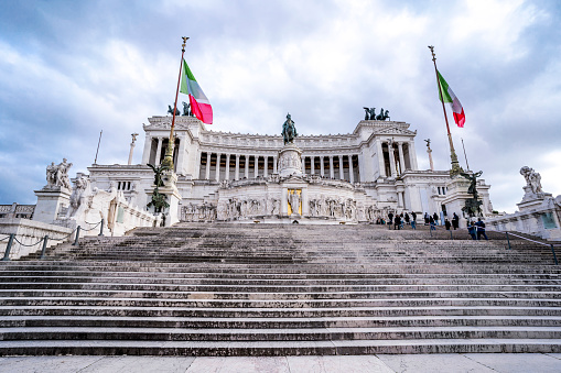 Piazza di Spagna in Rome without people and tourists on a sunny day in Italy, after  the Italian government decreed a nationwide quarantine. (Rome, march 16, 2020)