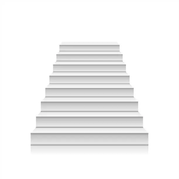 Vector illustration of Front view of white staircase.