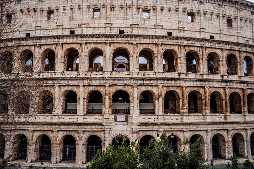 View of Colosseum in Rome, famous landmark of eternal city, capital of Italy