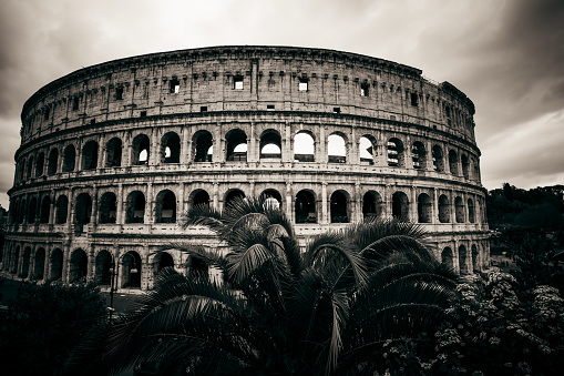 View of Colosseum in Rome, famous landmark of eternal city, capital of Italy