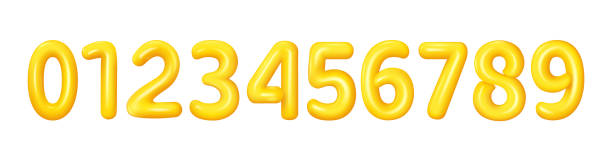 istock Realistic yellow numbers from 0 to 9. Collection of 3d voluminous numbers. Vector illustration 1474650904