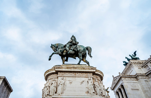 Famous monument Victor Emmanuel II (Vittorio Emanuele II) in Venice square (Piazza Venezia) in Rome, Italy