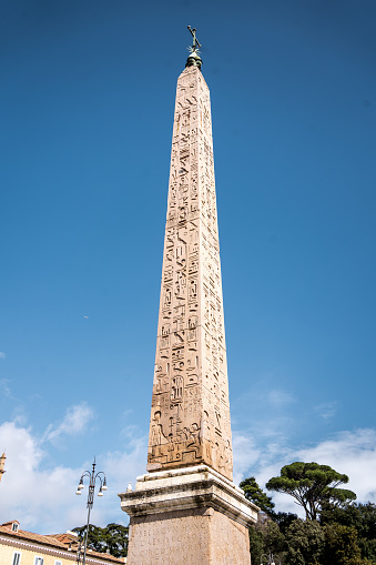 Rome/Italy - February 19, 2015: The Lateran Obelisk is the largest Egyptian obelisk in the world.  On a sunny morning in Rome, italy