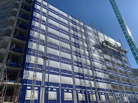 Container style pre fabricated housing being built in Gibraltar