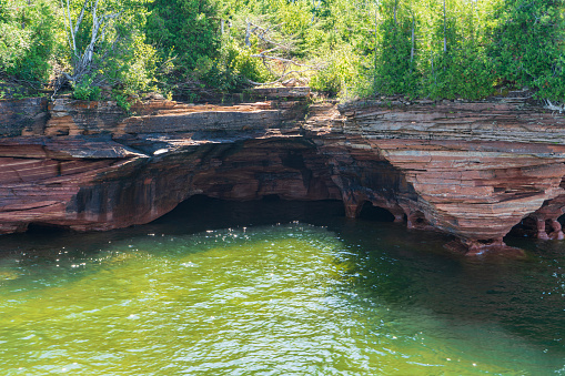 Apostle Islands National Lakeshore is known for the eroded 'sea caves' found along the shore of Devils Island