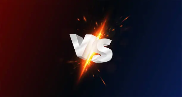 Vector illustration of Versus, vs, screen with 3d metal letters