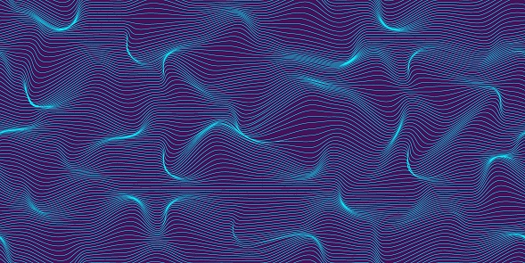 Metaverse seamless vector pattern. Wavy lines endless futuristic abstract background. 3d reality future banner concept. Psychedelic geometric optical illusion texture. Technology business template.