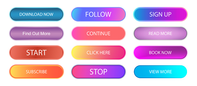Different Program Buttons Colorful Collection Buttons For Web Ui Ux App Stock Illustration ...