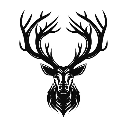 Deer head logo. Black silhouette. Vector illustration EPS10