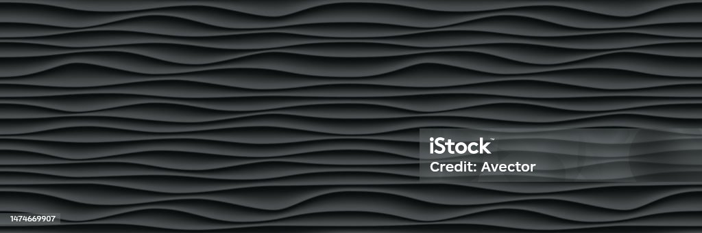 Black Wave Pattern Background Seamless Wave Wall Tile Or Panel Vector ...