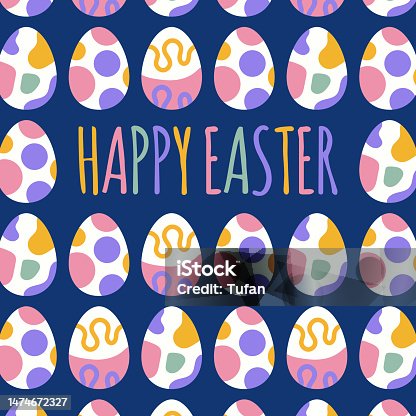 istock Happy Easter Day - Egg Egg Pattern and Greeting Card Design 1474672327