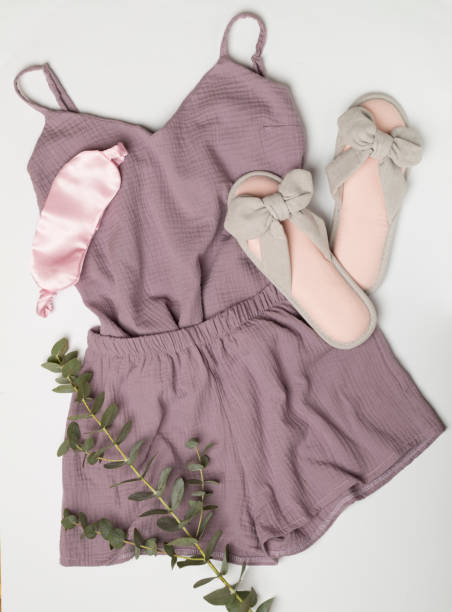istock Flat lay composition with beautiful pajamas on color background, top view 1474683807