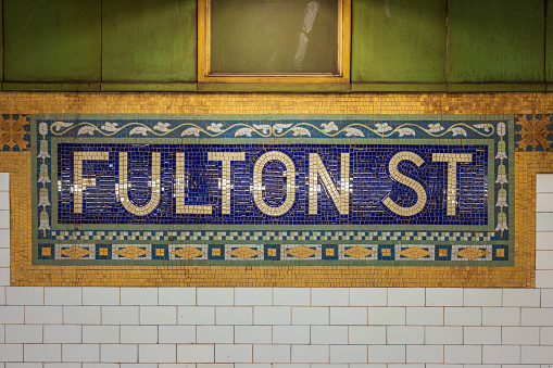 Tile mosaic of Fulton Street subway station