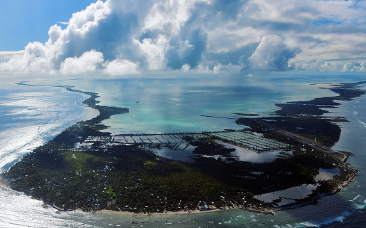 Peanut Island drone photography of boats at the sandbar and Singer Island near West Palm Beach, Florida, Palm Beach County