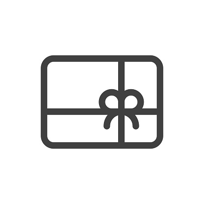 Gift Card Line Vector Icon on White Background. Editable Stroke. Pixel Perfect. For Mobile and Web. Outline Vector Graphics.