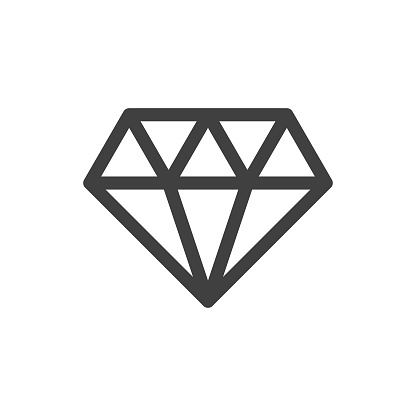 Diamond Line Vector Icon on White Background. Editable Stroke. Pixel Perfect. For Mobile and Web. Outline Vector Graphics.