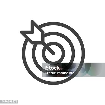 istock Target, Goal Line Vector Icon on White Background. Editable Stroke. Pixel Perfect. For Mobile and Web. Outline Vector Graphics. 1474698273