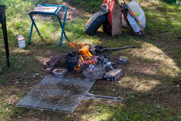 istock Bonfire and barbecue. Celebration in a spring field day. 1474700239
