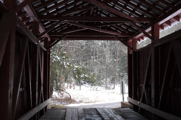 istock Historic Creasyville red covered bridge 1474701573