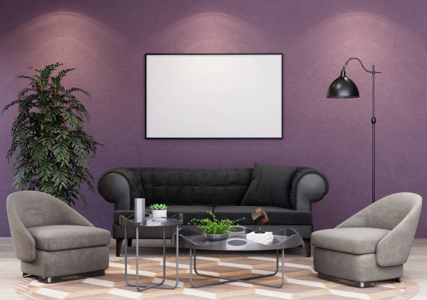istock Mock up poster frame in modern interior fully furnished rooms 1474705446