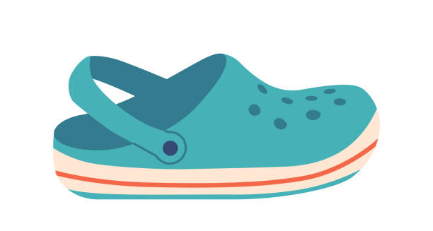ilustrații de stoc cu crocks pantofi icon, saboți izolate realizate din cauciuc sau spumă material cu slip-on design și robust talpa - tureen