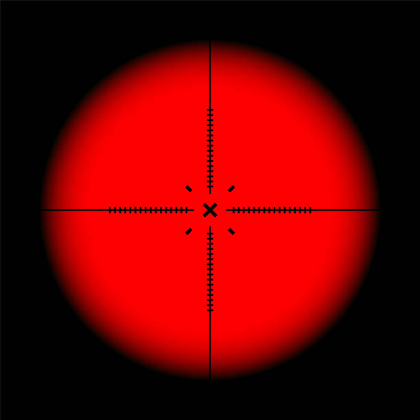 istock Various weapon thermal infrared sight, sniper rifle optical scope. Hunting gun viewfinder with crosshair. Aim, shooting mark symbol. Military target sign. Game UI element. Vector illustration 1474711108