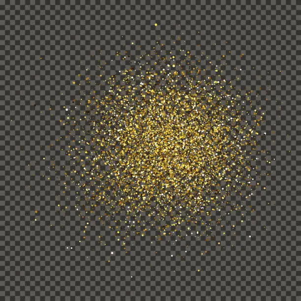 Vector illustration of Gold glittering dust on transparent backdrop