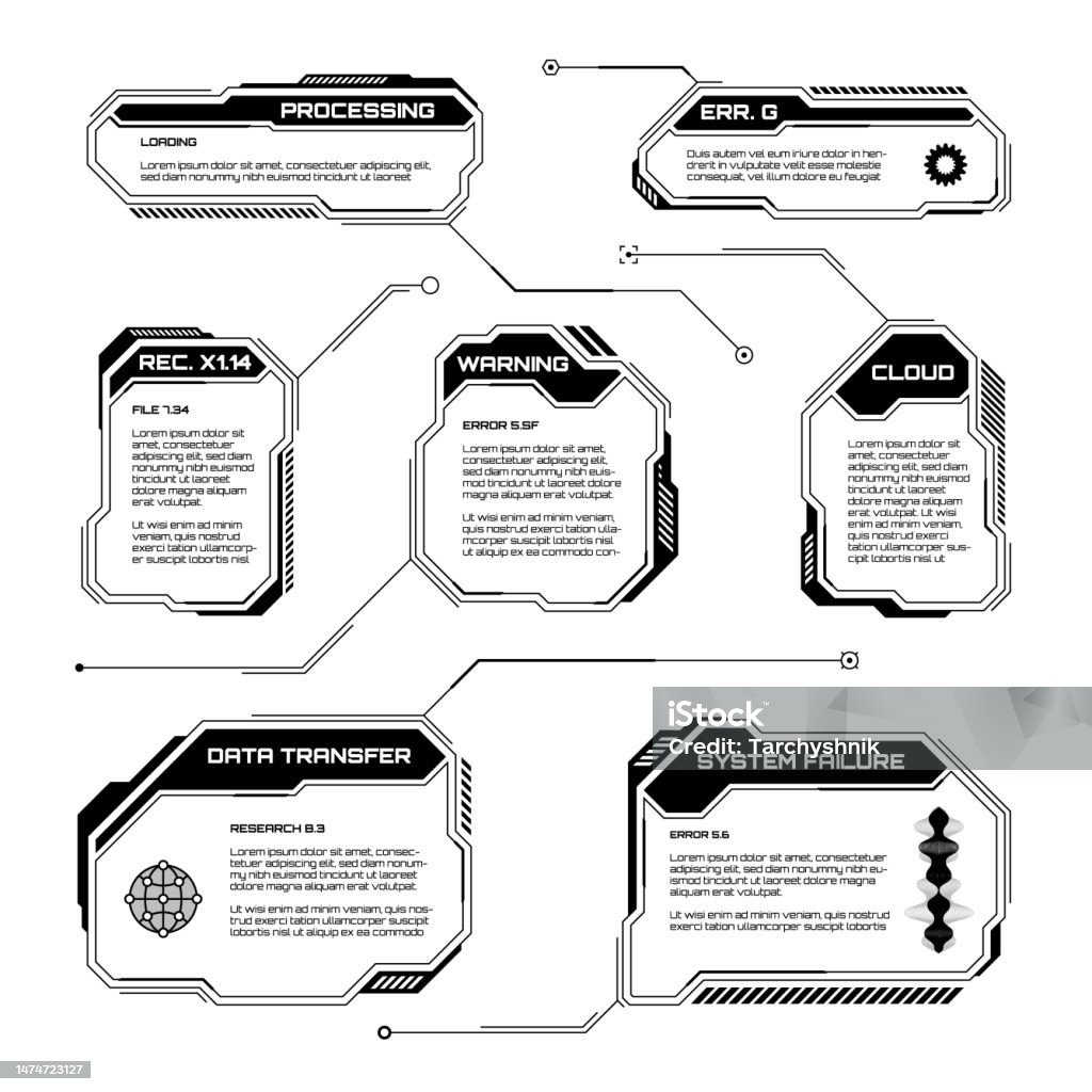 Text Box Ui Examples Games Black Futuristic Hud Ui Elements Scifi User Interface Text Boxes ...