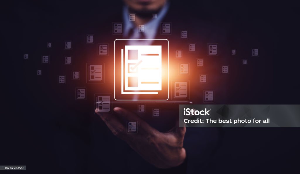 Documents Management Information System Concept Businessman Using ...
