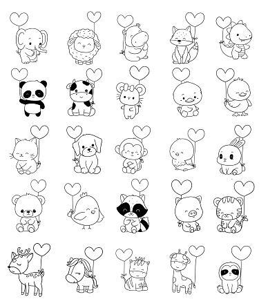 Animals Cartoon With Valentine Bundle,love Big collection of decorative,valentine kids,baby characters, wedding,card,hand drawn, cartoon style.vector illustration