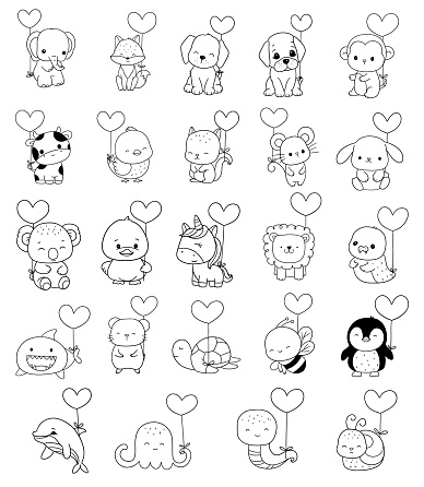 Animals Cartoon With Valentine Bundle,love Big collection of decorative,valentine kids,baby characters, wedding,card,hand drawn, cartoon style.vector illustration