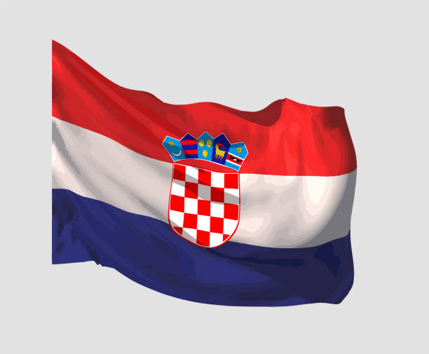 istock The national flag of Croatia fluttering in the wind. Vector. 1474746469